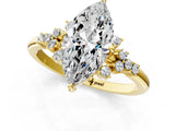 Yellow gold Marquise Cut Diamond Ring with Side Stones and Four-Prong Setting_99