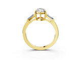 Yellow gold Marquise Cut Diamond Ring with Tapered Baguette Side Stones in Four-Prong Setting_18