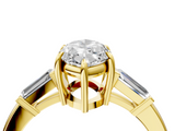 Yellow gold Marquise Cut Diamond Ring with Tapered Baguette Side Stones in Four-Prong Setting_19