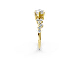 Yellow gold Marquise Cut Diamond Scattered Round Accent Ring with Prong Setting_14