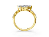 Yellow gold Marquise Cut Diamond Scattered Round Accent Ring with Prong Setting_15