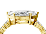 Yellow gold Marquise Cut Diamond Scattered Round Accent Ring with Prong Setting_16