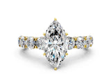 Yellow gold Marquise Cut Diamond Side Stone Engagement Ring with Four-Prong Setting_24