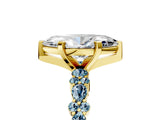 Yellow gold Marquise Cut Diamond Side Stone Solitaire Ring with Round with Aquamarine side stone and Four-Prong Setting_5
