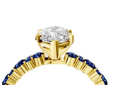 Yellow gold Marquise Cut Diamond Side Stone Solitaire Ring with Round with Blue Sapphire side stone and Four-Prong Setting_4