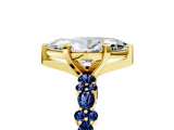 Yellow gold Marquise Cut Diamond Side Stone Solitaire Ring with Round with Blue Sapphire side stone and Four-Prong Setting_5