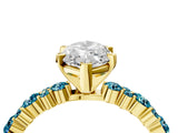 Yellow gold Marquise Cut Diamond Side Stone Solitaire Ring with Round with Blue Topaz side stone and Four-Prong Setting_4