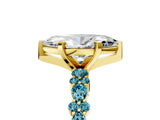 Yellow gold Marquise Cut Diamond Side Stone Solitaire Ring with Round with Blue Topaz side stone and Four-Prong Setting_5