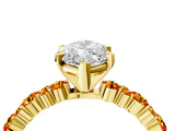 Yellow gold Marquise Cut Diamond Side Stone Solitaire Ring with Round with Citrine side stone and Four-Prong Setting_4