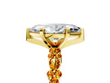 Yellow gold Marquise Cut Diamond Side Stone Solitaire Ring with Round with Citrine side stone and Four-Prong Setting_5