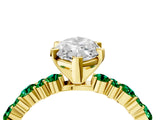 Yellow gold Marquise Cut Diamond Side Stone Solitaire Ring with Round with Emerald side stone and Four-Prong Setting_4