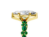 Yellow gold Marquise Cut Diamond Side Stone Solitaire Ring with Round with Emerald side stone and Four-Prong Setting_5