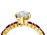 Yellow gold Marquise Cut Diamond Side Stone Solitaire Ring with Round with Garnet side stone and Four-Prong Setting_4