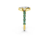 Yellow gold Marquise Cut Diamond Side Stone Solitaire Ring with Round with Green Sapphire side stone and Four-Prong Setting_2