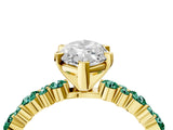 Yellow gold Marquise Cut Diamond Side Stone Solitaire Ring with Round with Green Sapphire side stone and Four-Prong Setting_4