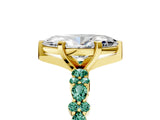 Yellow gold Marquise Cut Diamond Side Stone Solitaire Ring with Round with Green Sapphire side stone and Four-Prong Setting_5