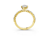 Yellow gold Marquise Cut Diamond Side Stone Solitaire Ring with Round with Moissanite side stone and Four-Prong Setting_3