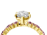 Yellow gold Marquise Cut Diamond Side Stone Solitaire Ring with Round with Morganite side stone and Four-Prong Setting_4