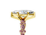 Yellow gold Marquise Cut Diamond Side Stone Solitaire Ring with Round with Morganite side stone and Four-Prong Setting_5