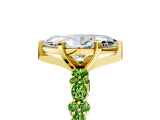 Yellow gold Marquise Cut Diamond Side Stone Solitaire Ring with Round with Peridot side stone and Four-Prong Setting_5