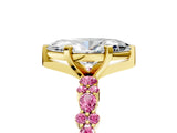 Yellow gold Marquise Cut Diamond Side Stone Solitaire Ring with Round with Pink Sapphire side stone and Four-Prong Setting_5