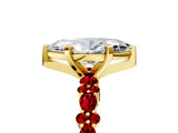Yellow gold Marquise Cut Diamond Side Stone Solitaire Ring with Round with Ruby side stone and Four-Prong Setting_5