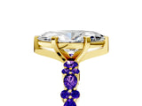 Yellow gold Marquise Cut Diamond Side Stone Solitaire Ring with Round with Tanzanite side stone and Four-Prong Setting_5
