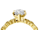 Yellow gold Marquise Cut Diamond Side Stone Solitaire Ring with Round with Yellow Sapphire side stone and Four-Prong Setting_4