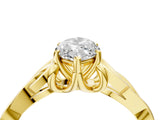 Yellow gold Marquise Cut Diamond Solitaire Celtic Knot Ring with Four-Prong Setting_85