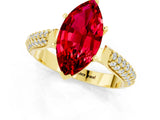 Yellow gold Marquise Cut Diamond Solitaire Engagement Ring with Pavé Band and Four-Prong Setting_1