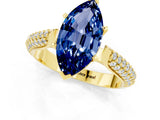 Yellow gold Marquise Cut Diamond Solitaire Engagement Ring with Pavé Band and Four-Prong Setting_1