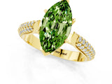 Yellow gold Marquise Cut Diamond Solitaire Engagement Ring with Pavé Band and Four-Prong Setting_1