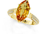 Yellow gold Marquise Cut Diamond Solitaire Engagement Ring with Pavé Band and Four-Prong Setting_1