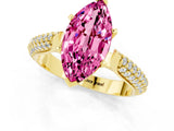 Yellow gold Marquise Cut Diamond Solitaire Engagement Ring with Pavé Band and Four-Prong Setting_1