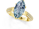 Yellow gold Marquise Cut Diamond Solitaire Engagement Ring with Pavé Band and Four-Prong Setting_1