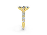 Yellow gold Marquise Cut Diamond Solitaire Engagement Ring with Pavé Band and Four-Prong Setting_2
