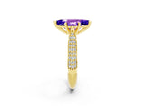 Yellow gold Marquise Cut Diamond Solitaire Engagement Ring with Pavé Band and Four-Prong Setting_2