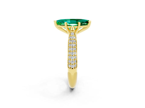 Yellow gold Marquise Cut Diamond Solitaire Engagement Ring with Pavé Band and Four-Prong Setting_2