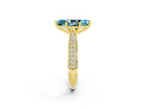 Yellow gold Marquise Cut Diamond Solitaire Engagement Ring with Pavé Band and Four-Prong Setting_2