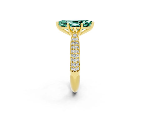 Yellow gold Marquise Cut Diamond Solitaire Engagement Ring with Pavé Band and Four-Prong Setting_2