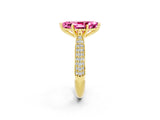 Yellow gold Marquise Cut Diamond Solitaire Engagement Ring with Pavé Band and Four-Prong Setting_2