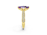 Yellow gold Marquise Cut Diamond Solitaire Engagement Ring with Pavé Band and Four-Prong Setting_2