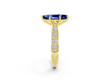 Yellow gold Marquise Cut Diamond Solitaire Engagement Ring with Pavé Band and Four-Prong Setting_2