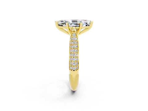 Yellow gold Marquise Cut Diamond Solitaire Engagement Ring with Pavé Band and Four-Prong Setting_2