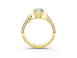 Yellow gold Marquise Cut Diamond Solitaire Engagement Ring with Pavé Band and Four-Prong Setting_3