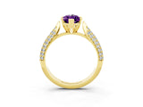 Yellow gold Marquise Cut Diamond Solitaire Engagement Ring with Pavé Band and Four-Prong Setting_3