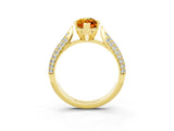 Yellow gold Marquise Cut Diamond Solitaire Engagement Ring with Pavé Band and Four-Prong Setting_3