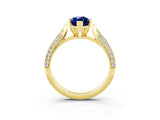 Yellow gold Marquise Cut Diamond Solitaire Engagement Ring with Pavé Band and Four-Prong Setting_3