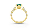 Yellow gold Marquise Cut Diamond Solitaire Engagement Ring with Pavé Band and Four-Prong Setting_3