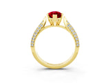 Yellow gold Marquise Cut Diamond Solitaire Engagement Ring with Pavé Band and Four-Prong Setting_3
